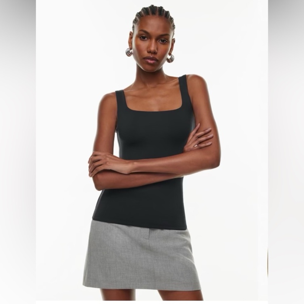 Aritzia Babaton Contour Tan Squareneck Hip Tank Casual Summer Top  Sz S